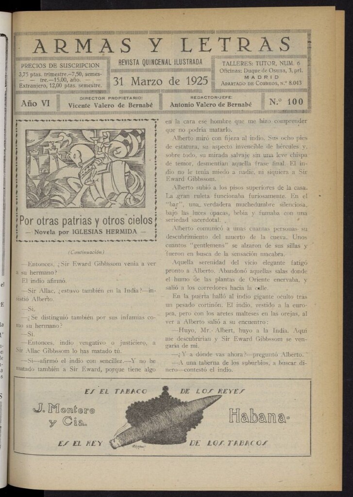 Miniatura de Armas y Letras: revista mensual ilustrada del 31 de marzo de 1925, nº 100
