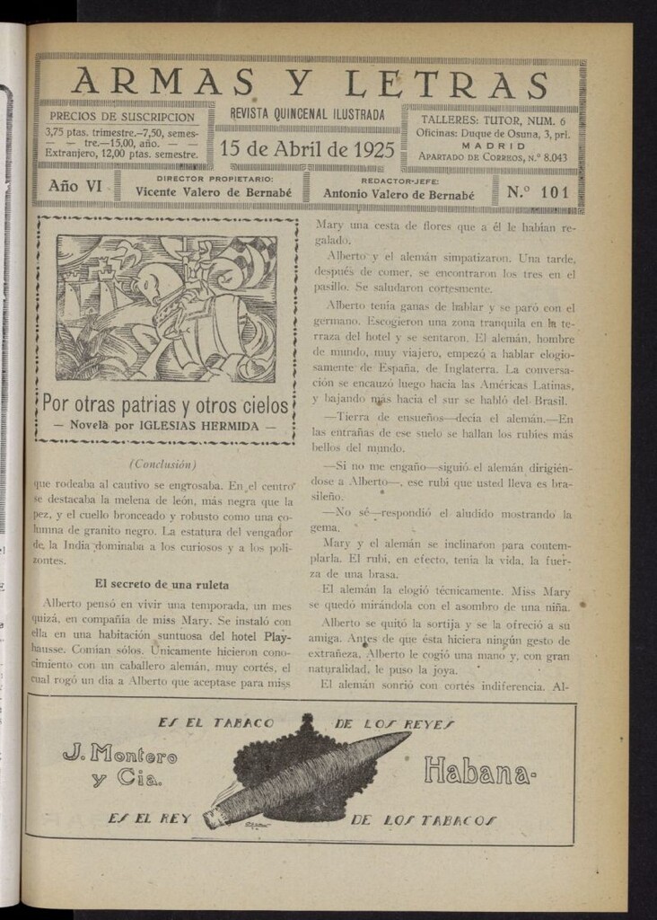Miniatura de Armas y Letras: revista mensual ilustrada del 15 de abril de 1925, nº 101
