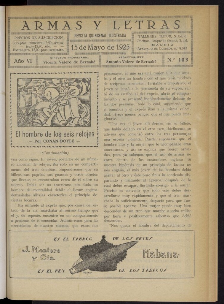 Miniatura de Armas y Letras: revista mensual ilustrada del 15 de mayo de 1925, nº 103