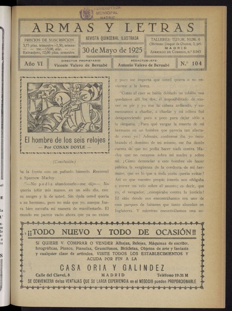 Miniatura de Armas y Letras: revista mensual ilustrada del 30 de mayo de 1925, nº 104