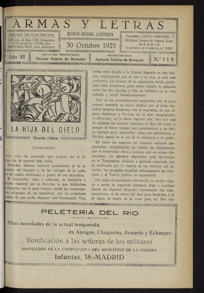 Miniatura de Armas y Letras: revista mensual ilustrada del 30 de octubre de 1925, nº 118