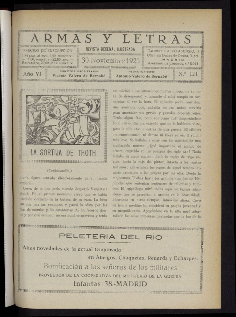 Miniatura de Armas y Letras: revista mensual ilustrada del 30 de noviembre de 1925, nº 121
