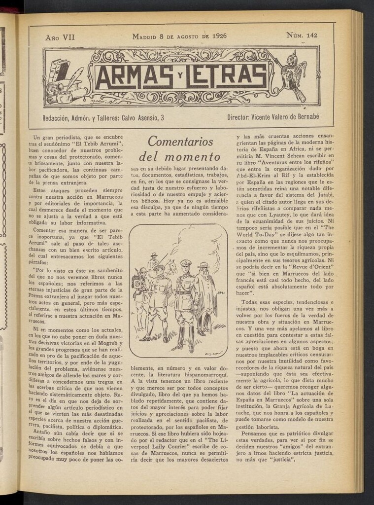 Miniatura de Armas y Letras: revista mensual ilustrada del 8 de agosto de 1926, nº 142