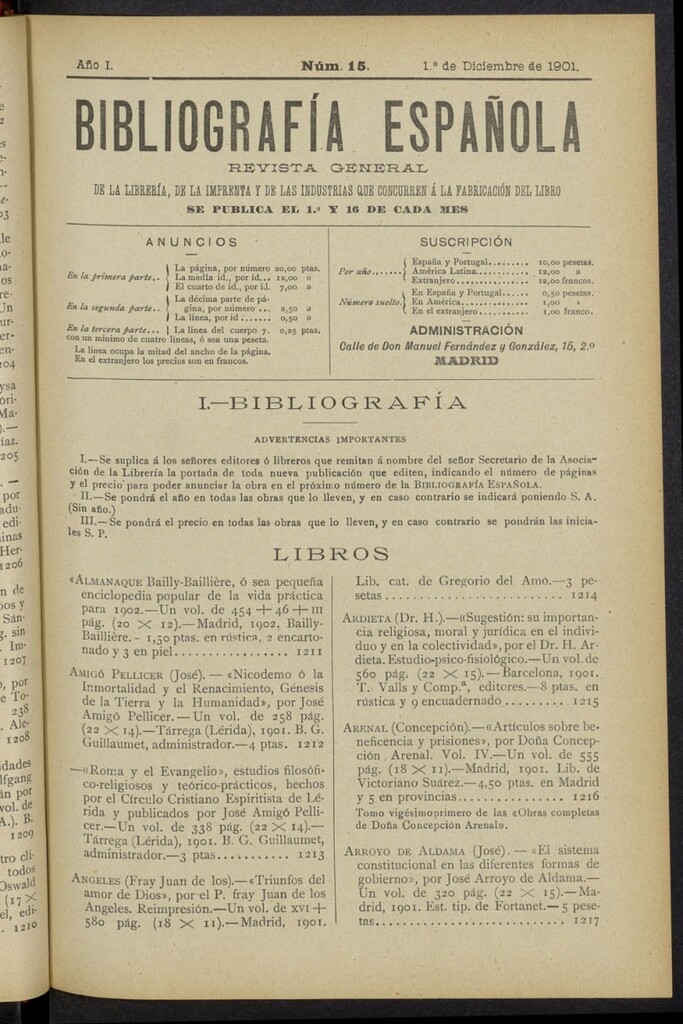 Miniatura de Bibliografía Española del 1 de diciembre de 1901