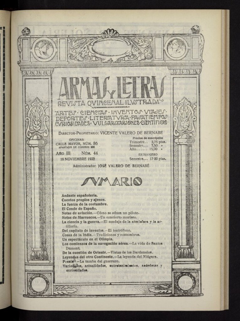 Miniatura de Armas y Letras: revista mensual ilustrada del 15 de noviembre de 1922, nº 44