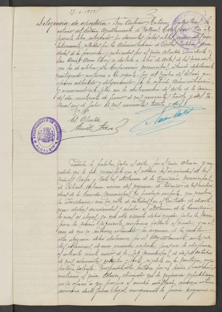 Miniatura de Ayuntamiento de Vallecas: Libro de actas de las sesiones celebradas por este Ayuntamiento correspondientes al año 1932