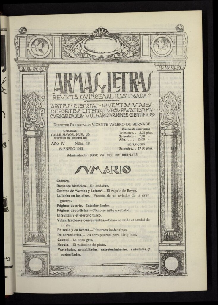 Miniatura de Armas y Letras: revista mensual ilustrada del 15 de enero de 1923, nº 48