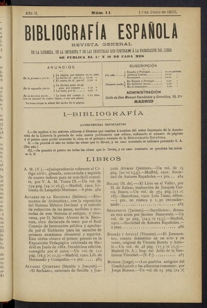 Miniatura de Bibliografía Española del 1 de junio de 1902