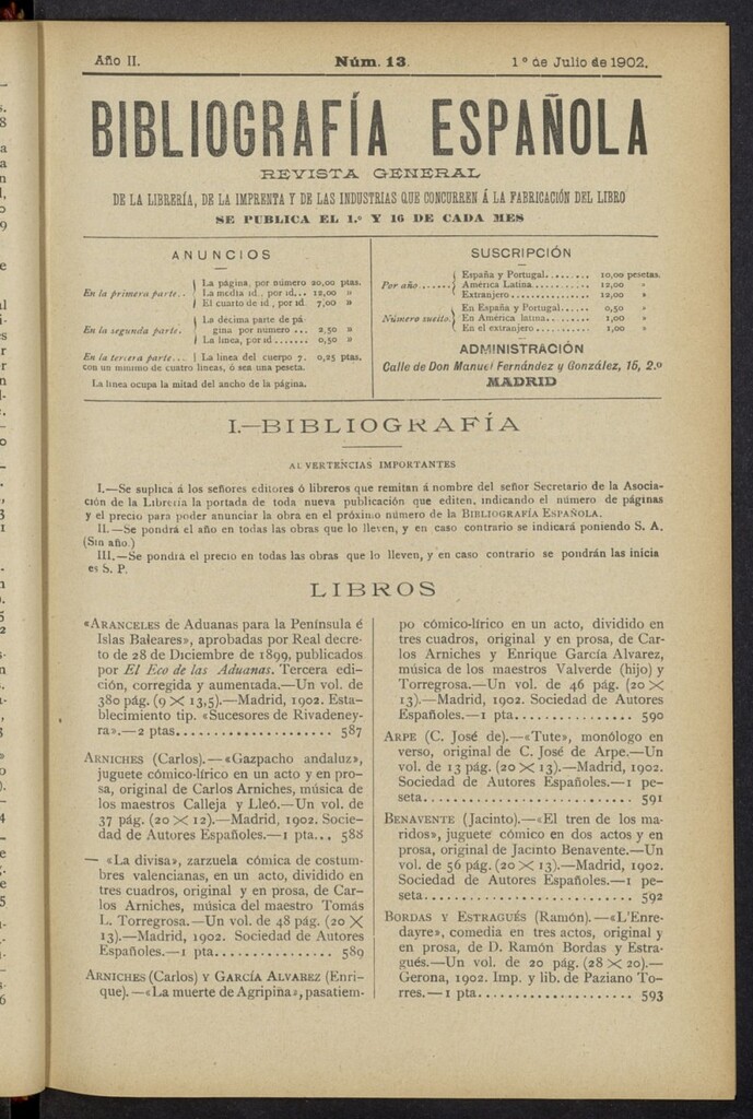 Miniatura de Bibliografía Española del 1 de julio de 1902