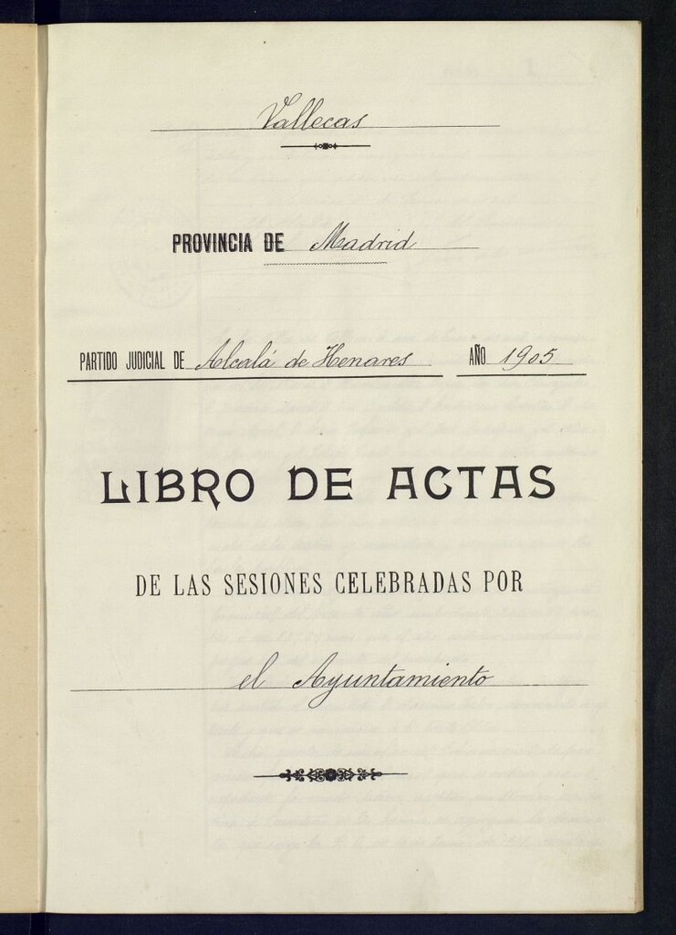 Miniatura de Ayuntamiento de Vallecas: Libro de actas de las sesiones celebradas por este Ayuntamiento correspondientes al año 1905