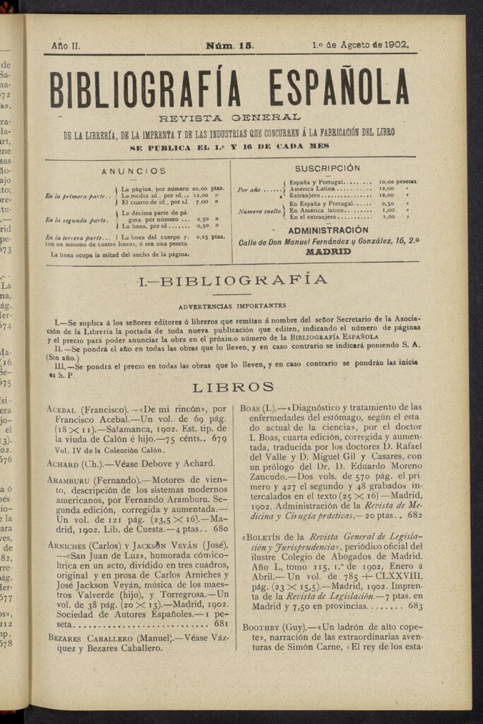 Miniatura de Bibliografía Española del 1 de agosto de 1902