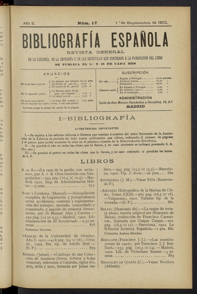 Miniatura de Bibliografía Española del 1 de septiembre de 1902