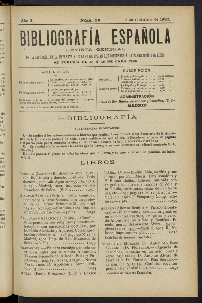 Miniatura de Bibliografía Española del 1 de octubre de 1902