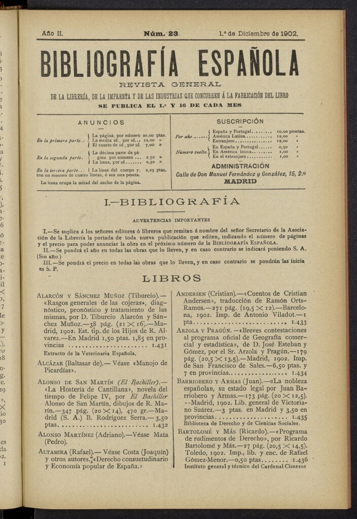 Miniatura de Bibliografía Española del 1 de diciembre de 1902