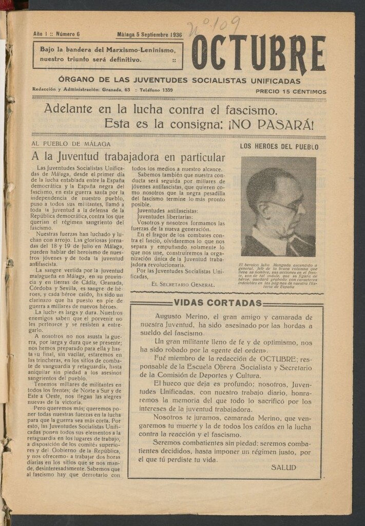 Miniatura de Octubre : órgano de las Juventudes Socialistas Unificadas