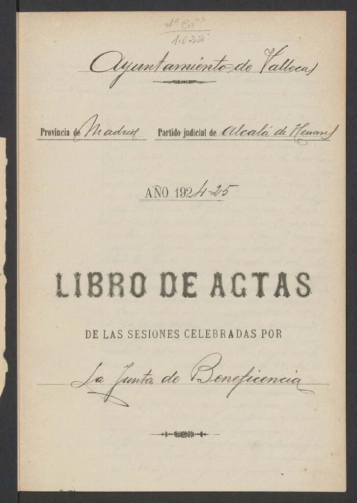 Miniatura de Ayuntamiento de Vallecas. Libros  de actas de las sesiones celebradas por la Junta de Beneficencia.
