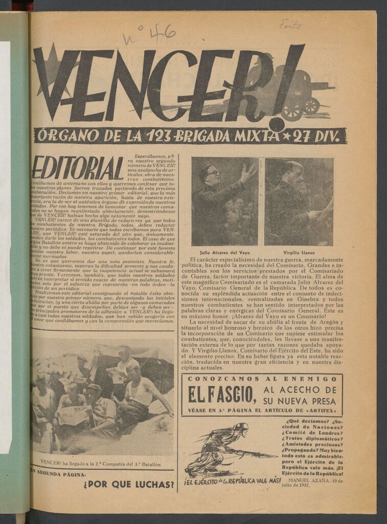 Miniatura de Vencer! : órgano de la 123 Brigada Mixta, 27 División