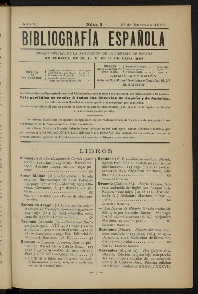 Miniatura de Bibliografía Española del 16 de enero de 1906