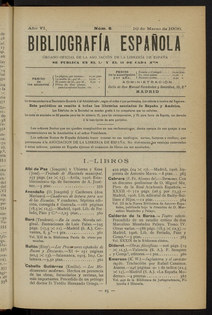 Miniatura de Bibliografía Española del 16 de marzo de 1906