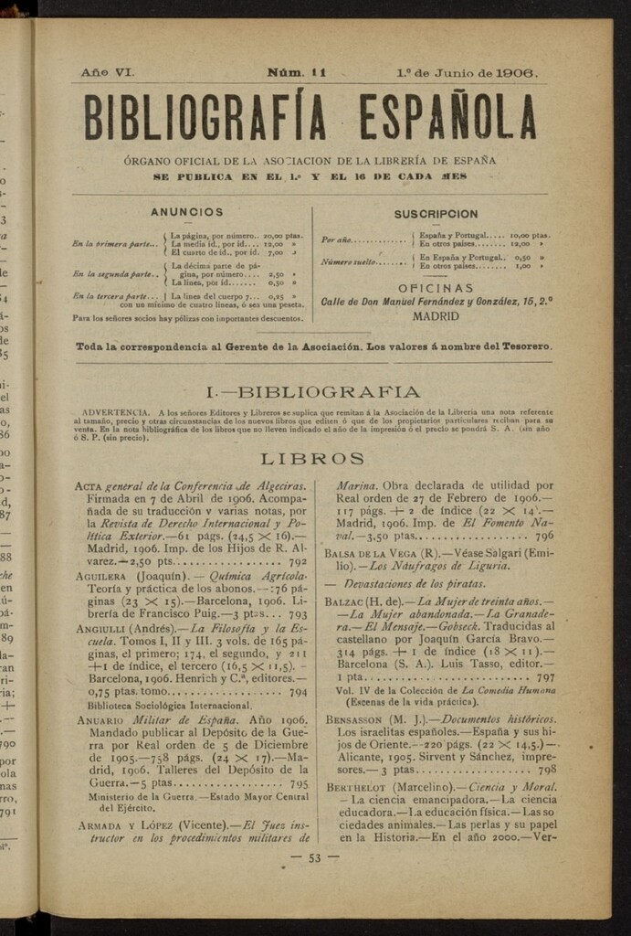 Miniatura de Bibliografía Española del 1 de junio de 1906