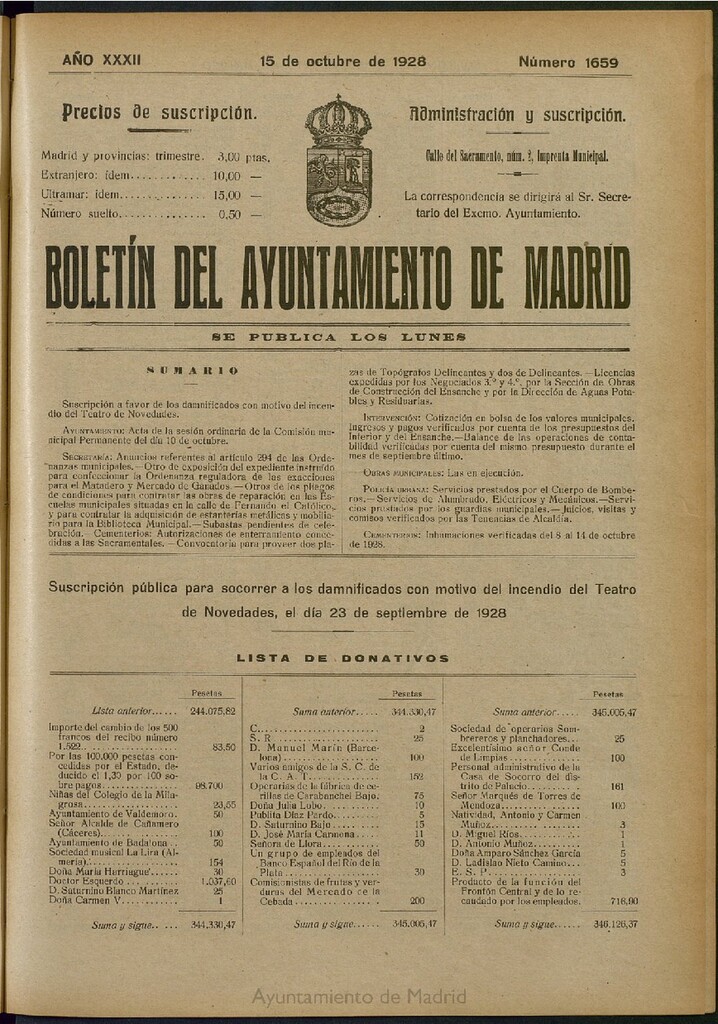 Miniatura de Boletín Oficial del Ayuntamiento de Madrid del 15 de octubre de 1928, nº 1659