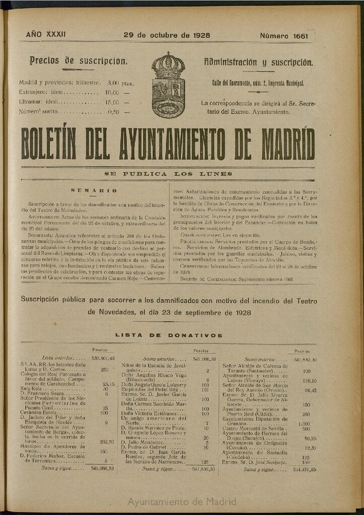 Miniatura de Boletín Oficial del Ayuntamiento de Madrid del 29 de octubre de 1928, nº 1661