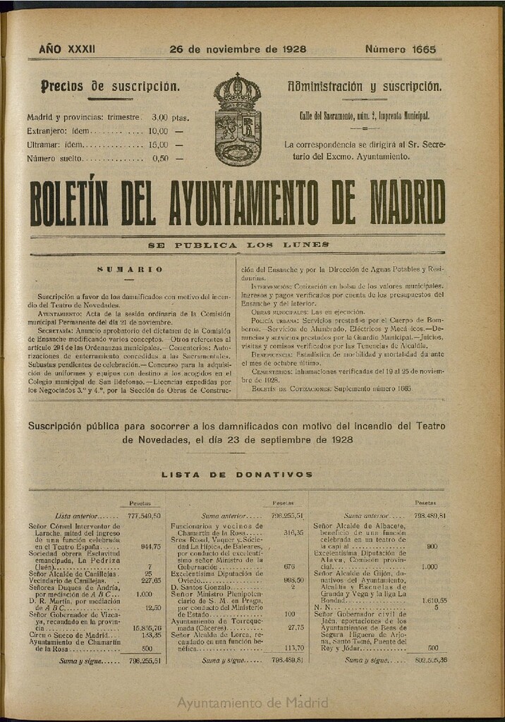 Miniatura de Boletín Oficial del Ayuntamiento de Madrid del 26 de noviembre de 1928, nº 1665