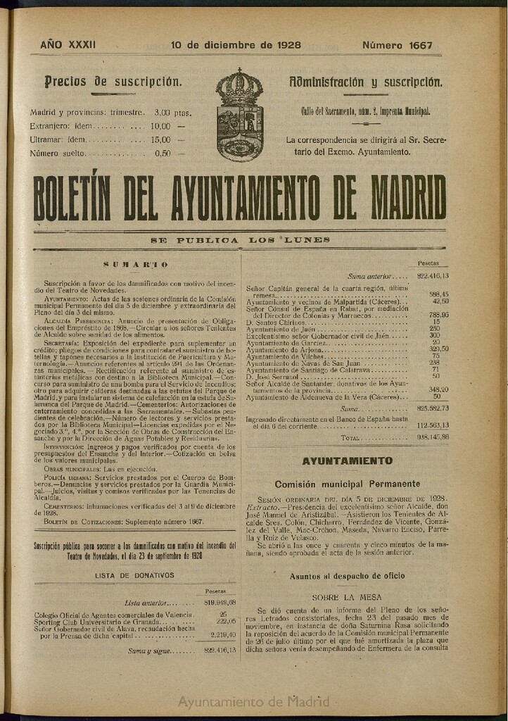 Miniatura de Boletín Oficial del Ayuntamiento de Madrid del 10 de diciembre de 1928, nº 1667