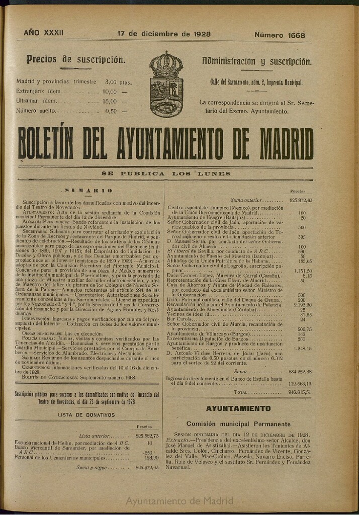 Miniatura de Boletín Oficial del Ayuntamiento de Madrid del 17 de diciembre de 1928, nº 1668