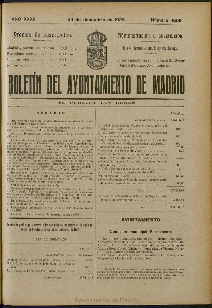 Miniatura de Boletín Oficial del Ayuntamiento de Madrid del 24 de diciembre de 1928, nº 1669