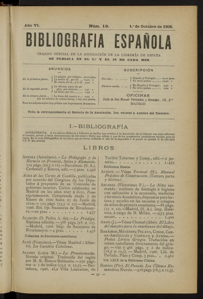 Miniatura de Bibliografía Española del 1 de octubre de 1906