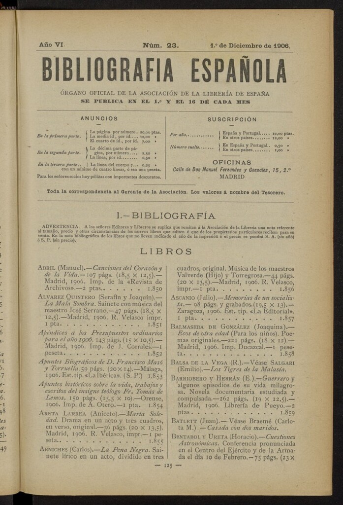 Miniatura de Bibliografía Española del 1 de diciembre de 1906