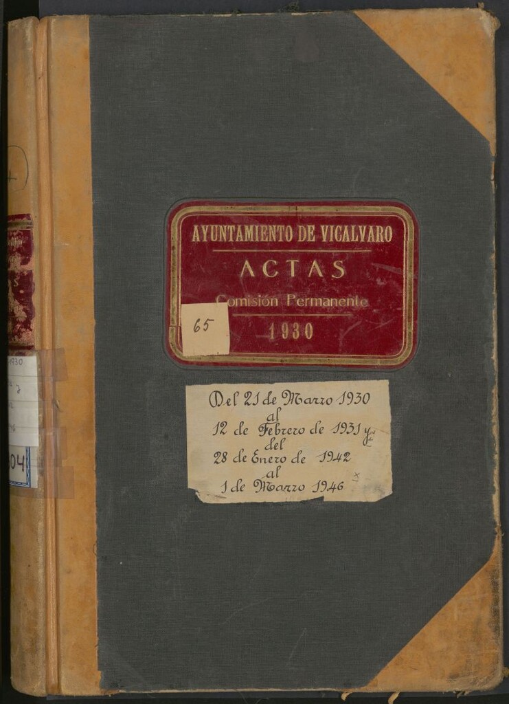 Miniatura de Libros de Actas del Ayuntamiento de Vicálvaro del 21 de marzo de 1930 al 12 de febrero de 1931 y del 28 de enero de 1942 al 1 de marzo de 1946 (Comisión Permanente).