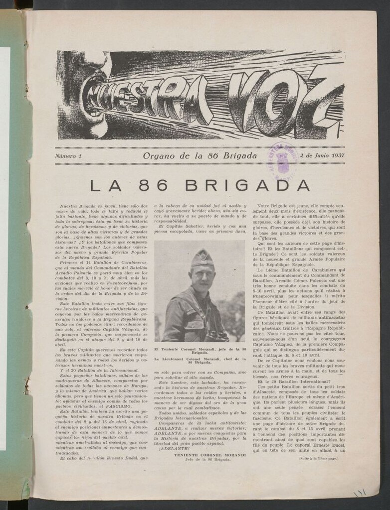 Miniatura de Nuestra voz : órgano de la 86 Brigada