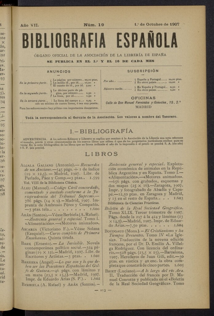 Miniatura de Bibliografía Española del 1 de octubre de 1907