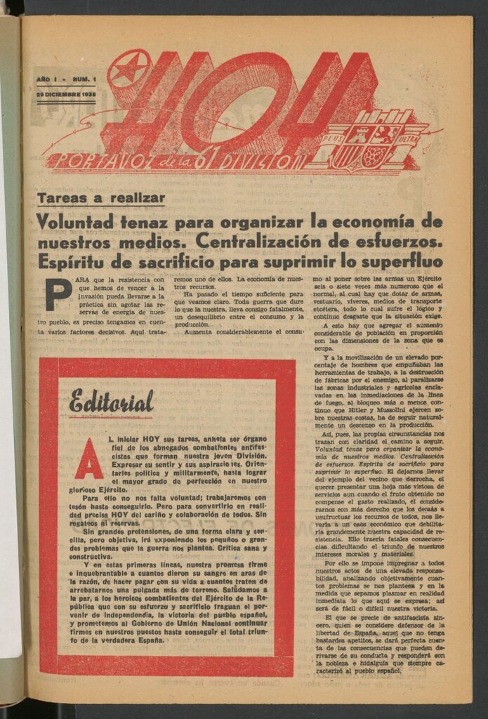 Miniatura de Hoy : portavoz de la 61 División