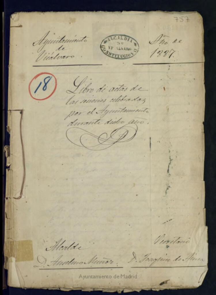 Miniatura de Libros de Actas del Ayuntamiento de Vicálvaro. Volumen 757 (Actas de las sesiones del 4-01-1887 al 20-12-1887)