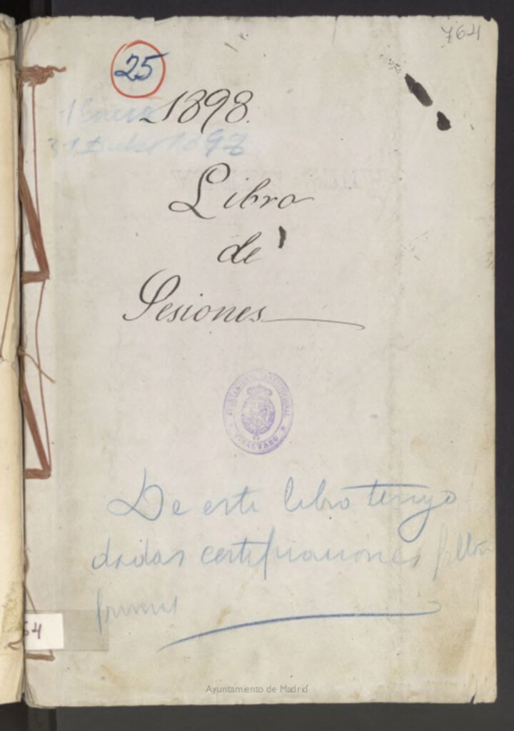 Miniatura de Libros de Actas del Ayuntamiento de Vicálvaro. Volumen 764 (Actas de las sesiones del 1-01-1898 al 31-12-1898)