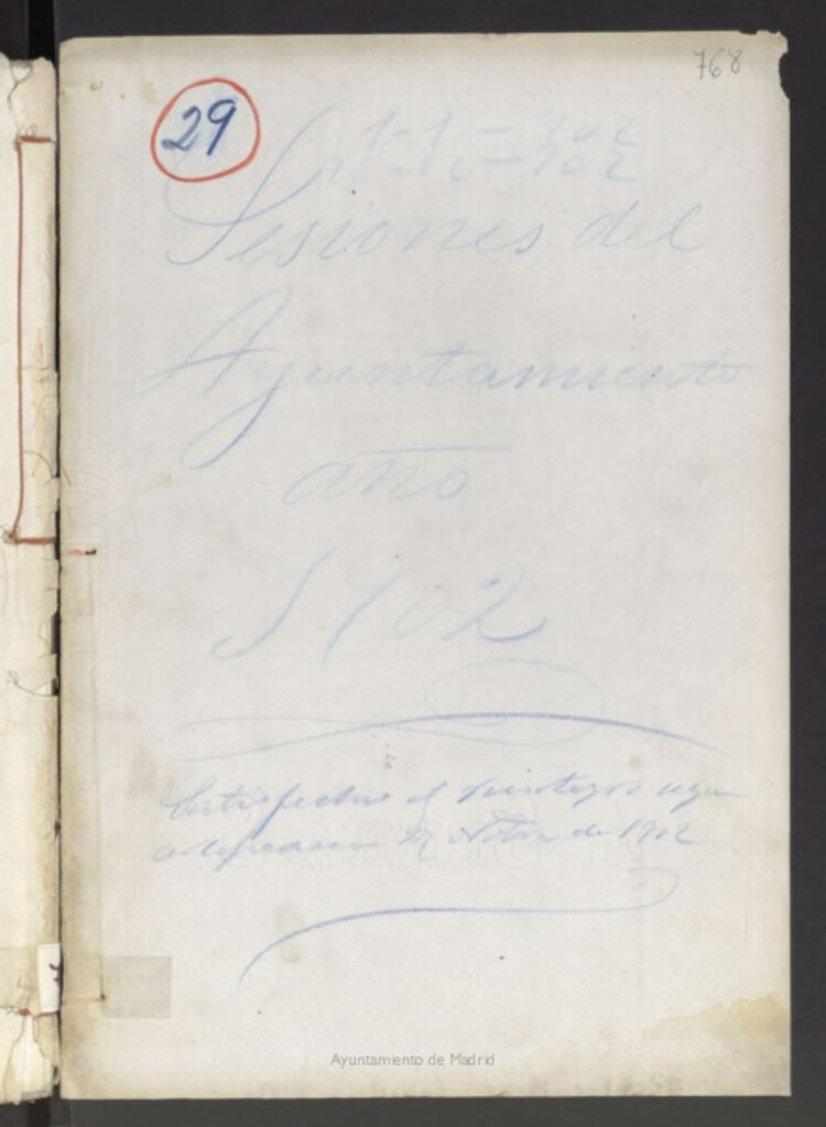 Miniatura de Libros de Actas del Ayuntamiento de Vicálvaro. Volumen 768 (Actas de las sesiones del 1-01-1902 al 26-12-1902)