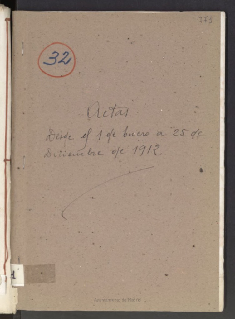 Miniatura de Libros de Actas del Ayuntamiento de Vicálvaro. Volumen 771 (Actas de las sesiones del 1-01-1912 al 25-12-1912)
