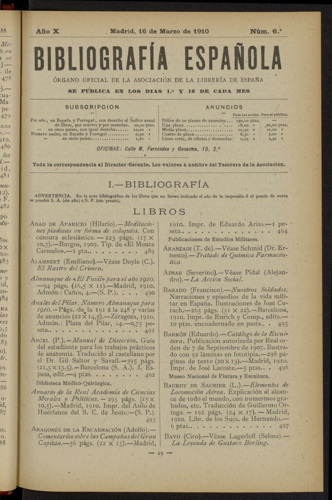 Miniatura de Bibliografía Española del 16 de marzo de 1910