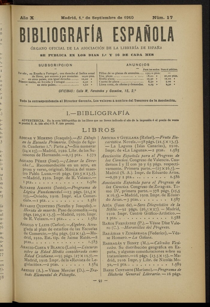 Miniatura de Bibliografía Española del 1 de septiembre de 1910