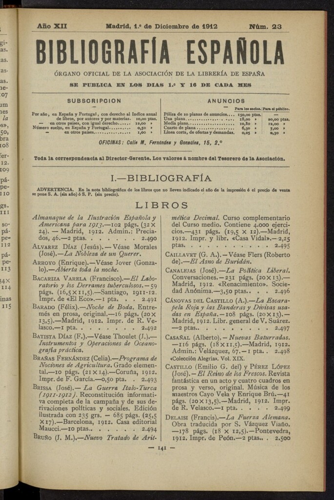 Miniatura de Bibliografía Española del 1 de diciembre de 1912