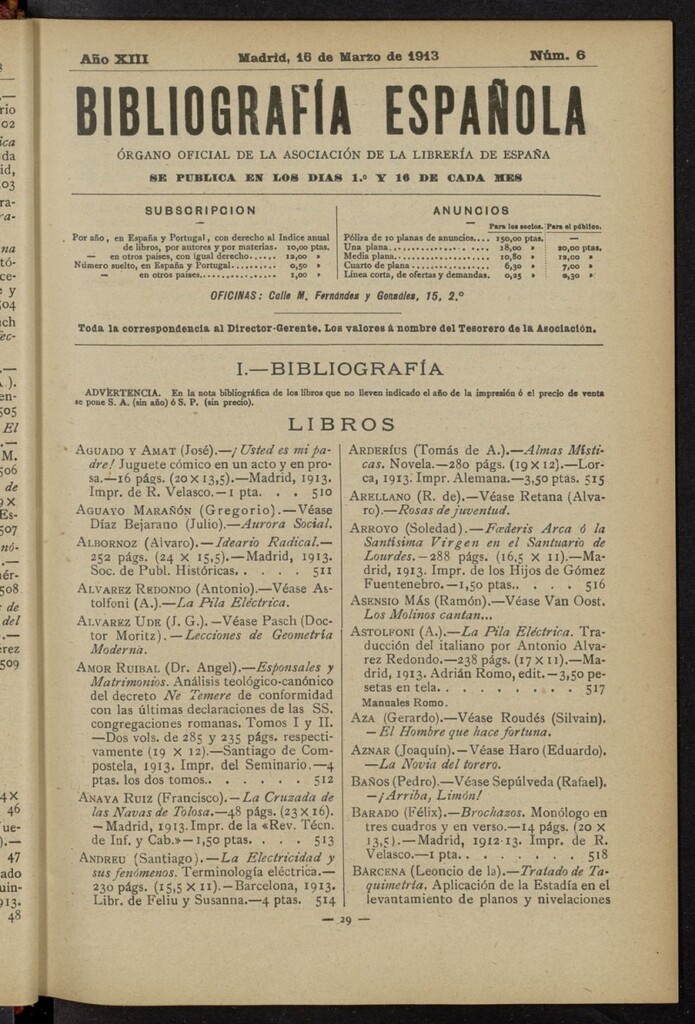 Miniatura de Bibliografía Española del 16 de marzo de 1913