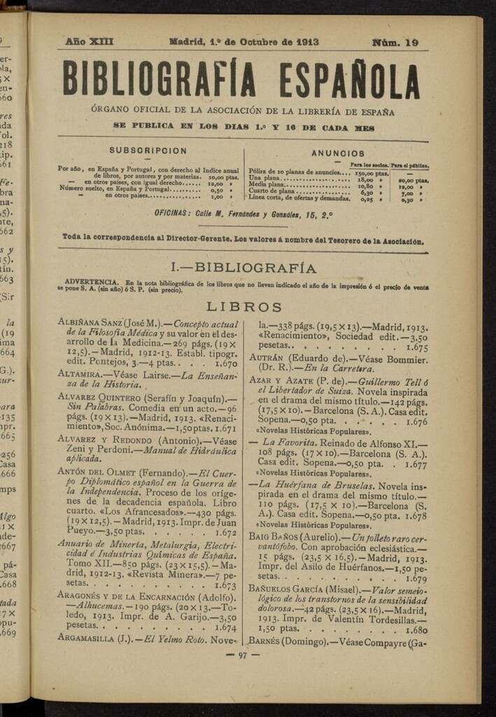Miniatura de Bibliografía Española del 1 de octubre de 1913