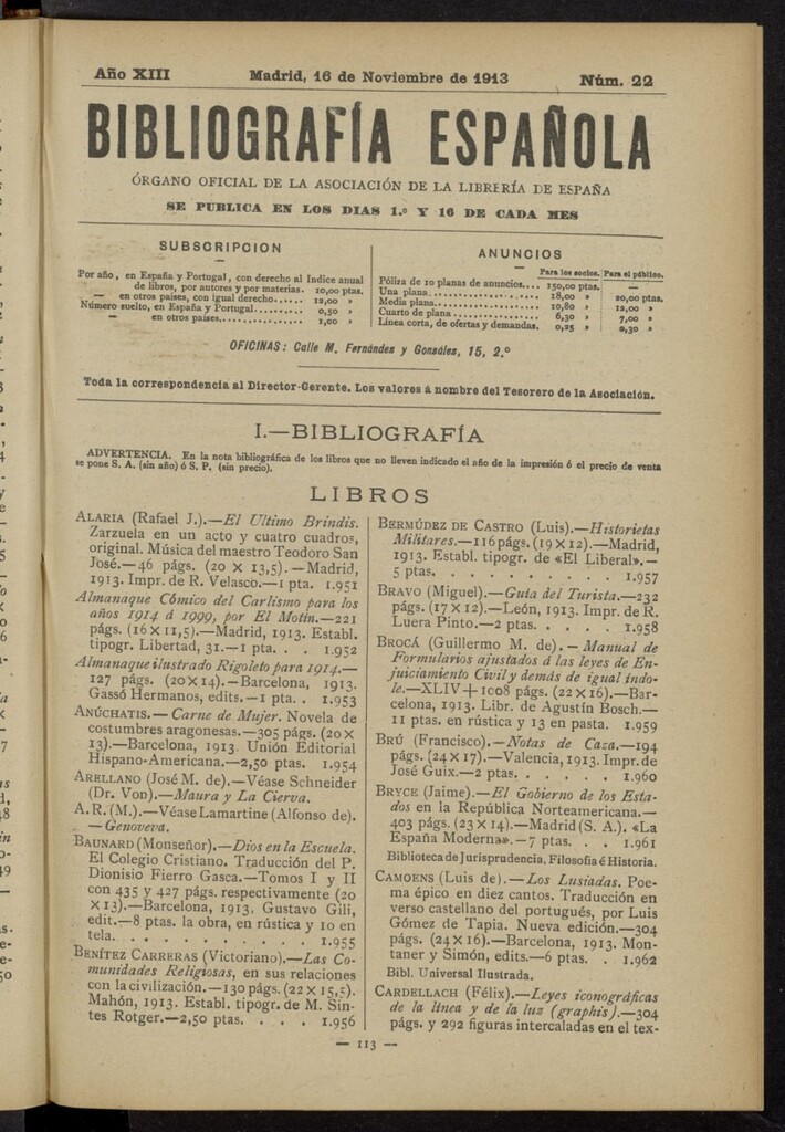 Miniatura de Bibliografía Española del 16 de noviembre de 1913