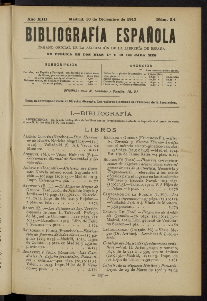 Miniatura de Bibliografía Española del 16 de diciembre de 1913