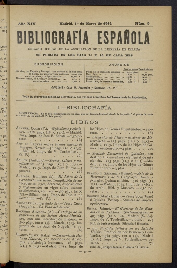 Miniatura de Bibliografía Española del 1 de marzo de 1914