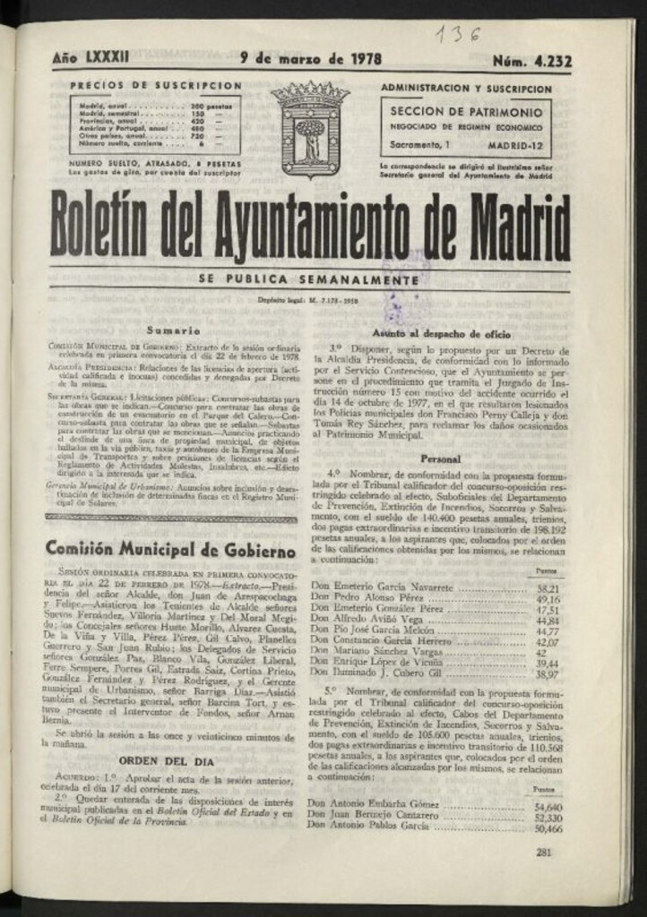 Miniatura de Boletín oficial del Ayuntamiento del 9 de marzo de 1978, nº 4232