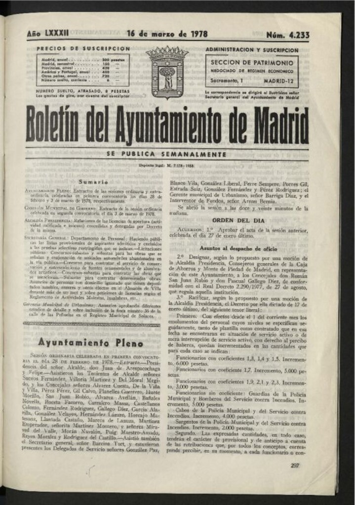 Miniatura de Boletín oficial del Ayuntamiento del 16 de marzo de 1978, nº 4233